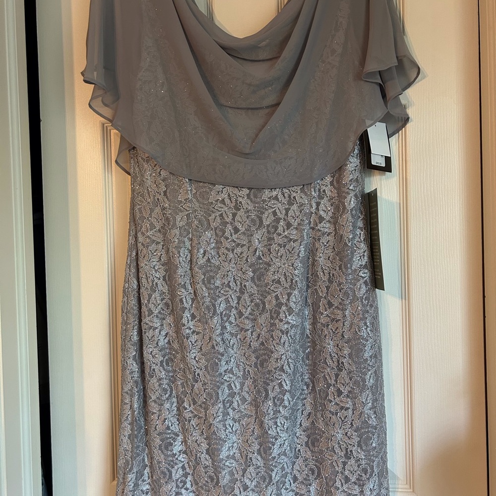 Gray sparkly lace women’s dress